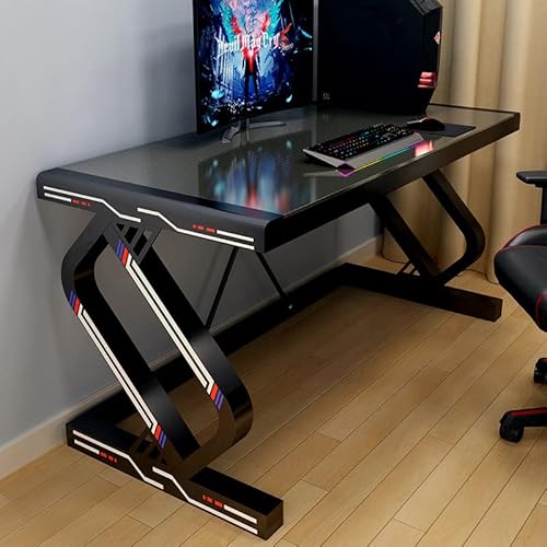 JIOLLGBBM ゲーミングデスク PCパソコンデスク ホームオフィスデスク テーブルゲーマーワークステーション ケーブル管理付き ブラック Lサイズ 120cm (ブラックラー...