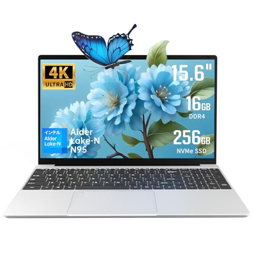 YHBIN パソコン ノート office付き 15.6インチ 4K（3840×2160）第12世代 N95 薄型ノート PC DDR4 メモリ16GB laptop/Webカメラ...