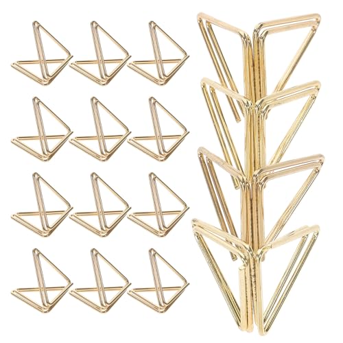 Beaupretty 30個入りゴールドの三角形ペーパークリップ アルミニウム合金製多目的に使用可能 写真や書類の固定や収納に最適なシンプルスタイルのメモクリップ