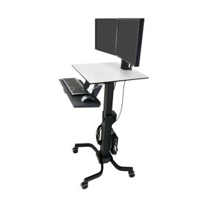 ※法人専用品※エルゴトロンジャパン WorkFit-C 中型ディスプレイ・デュアル 昇降式ワークステーション ブラック 24インチ(14．7kg)まで VESA規格対応 24-21...