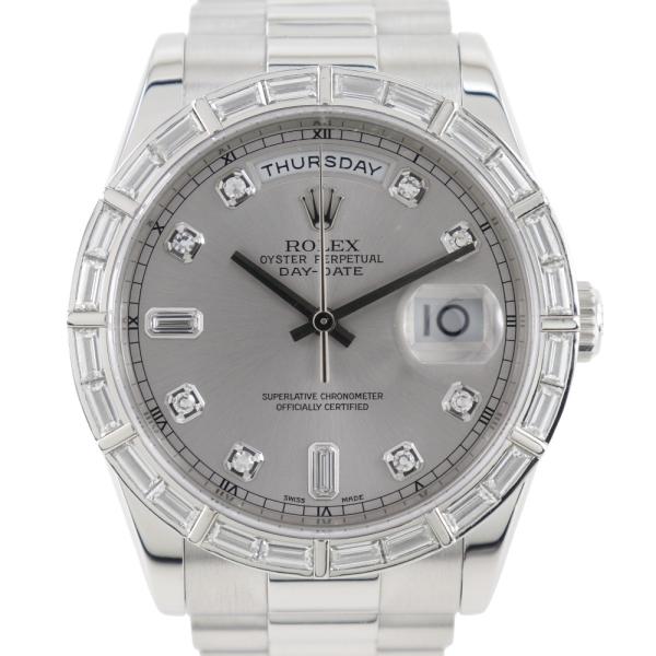 ROLEX ロレックス デイデイト M番 118366A 腕時計 Ptプラチナ×ダイヤモンド 自動巻き メンズ 黒文字盤【90000016】中古