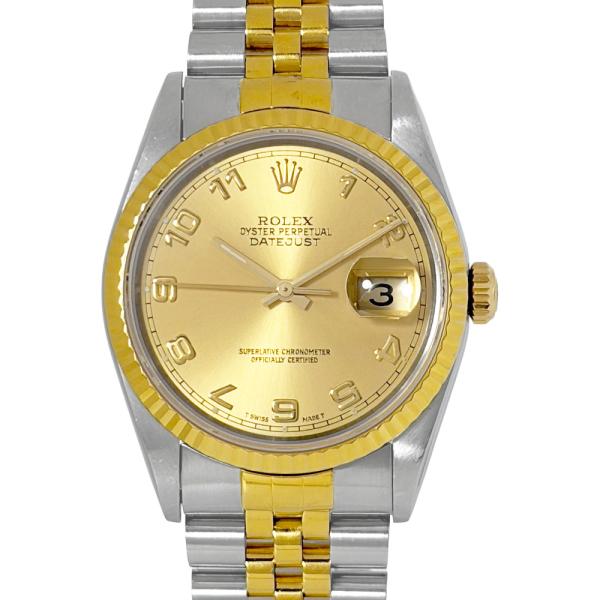 ロレックス ROLEX 16233 デイトジャスト S番 腕時計 自動巻 シャンパン文字盤 アラビア SS×YG コンビ メンズ