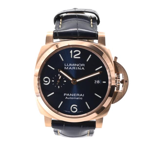 【お値引き】【美品】PANERAI パネライ ルミノール マリーナ ゴールドテック 自動巻き 腕時計 ウォッチ 時計 ブルー文字盤 PAM01112