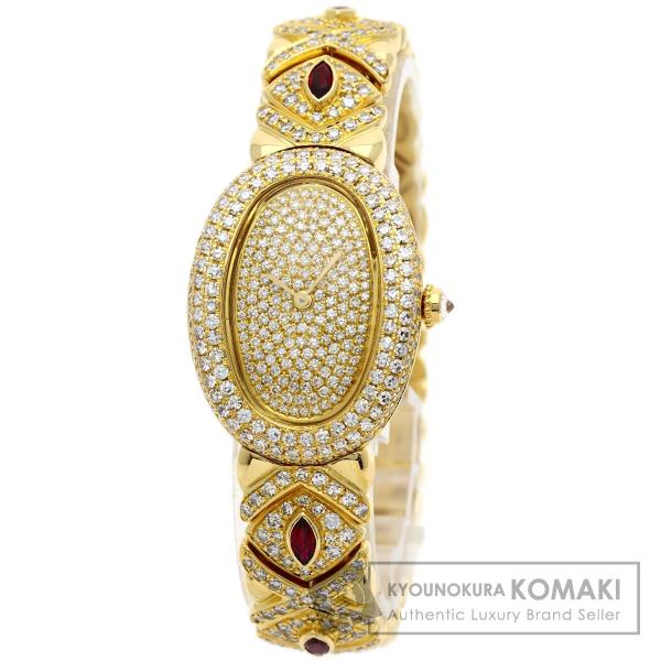 CARTIER カルティエ WB5009D8 ベニュワール 純正 フルパヴェ ダイヤモンド 腕時計  K18イエローゴールド K18YG/ダイヤモンド レディース  中古
