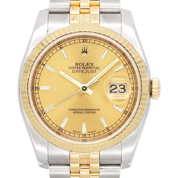 ロレックス ROLEX デイトジャスト 116233 ランダム番 シャンパンゴールド文字盤 SS/YG 自動巻き 36mm メンズ腕時計 中古