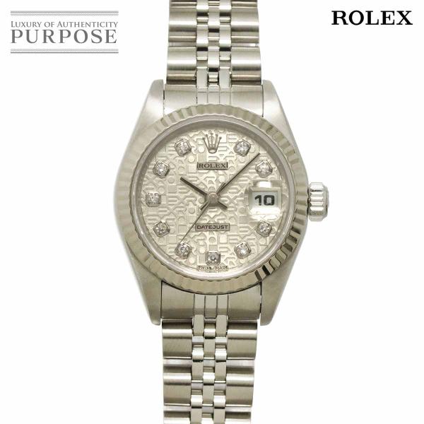 ロレックス ROLEX デイトジャスト 69174G A番 レディース 腕時計 10P ダイヤ シルバー コンピュータ K18WG 自動巻き Datejust 90323462