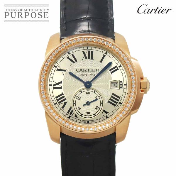 カルティエ Cartier カリブル ドゥ カルティエ WF100013 ベゼル ダイヤ 腕時計 デイト K18PG 自動巻き Calibre de Cartier 90321482