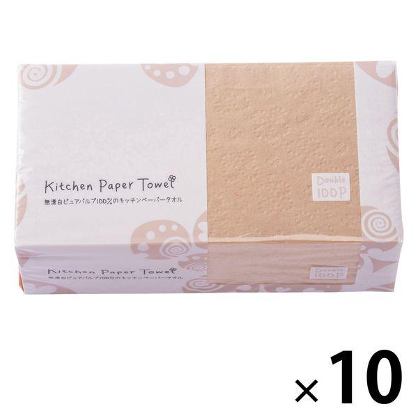 無漂白キッチンペーパー 1セット（100組入×10パック）無漂白パルプ100％ ソフトパック キッチンタオル トーヨ