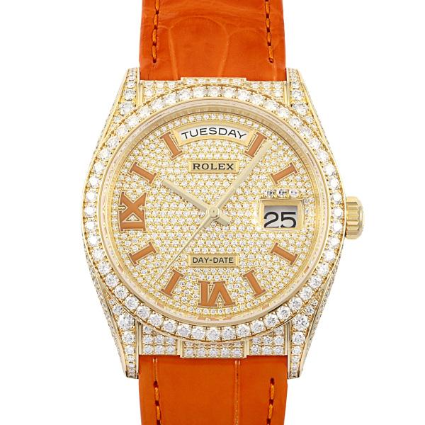 ロレックス ROLEX デイデイト 36 128158RBR ダイヤ/シャンパン/コーラルレッドローマ文字盤 未使用 腕時計 メンズ