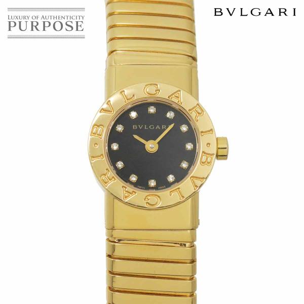 ブルガリ BVLGARI ブルガリブルガリ トゥボガス BB192TG レディース 腕時計 12P ダイヤ ブラック K18YG 金無垢 クォーツ Tubogas 90323643