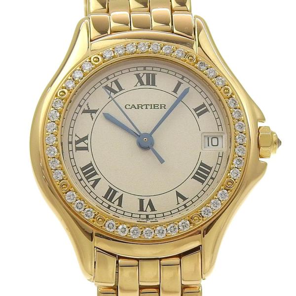CARTIER カルティエ パンテールクーガー WF8001B9 腕時計 K18YG クオーツ アナログ表示 レディース アイボリー文字盤【90000173】中古