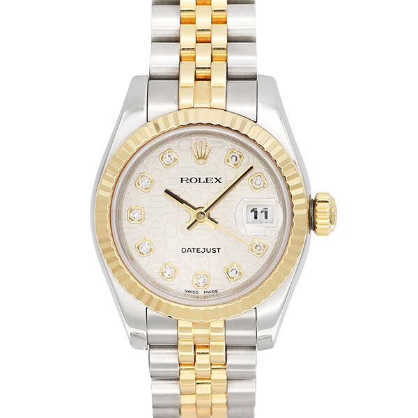 ロレックス ROLEX デイトジャスト 179173G F番 保証書付き 彫りコン文字盤 10Pダイヤ レディース腕時計 自動巻き 中古